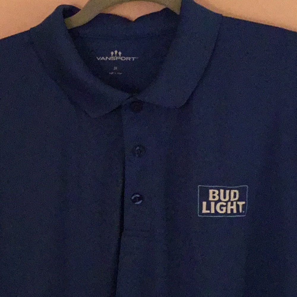 Van sport 2X Blue Polo Shirt W/Budweiser Appliqué